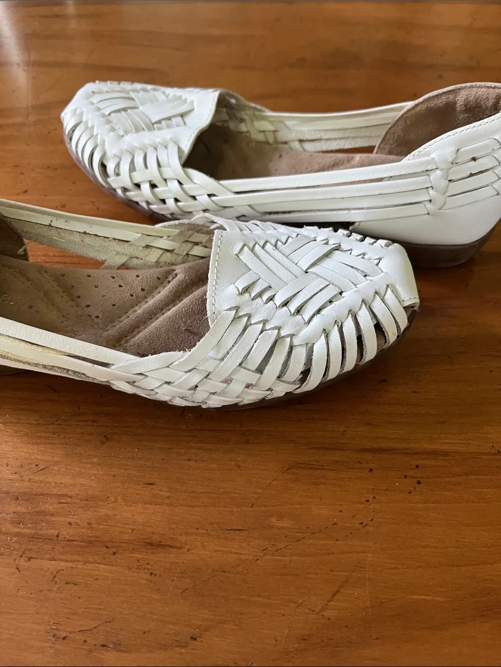Naturalizer White Woven Leather Huarache Slip-On Ballet Flats